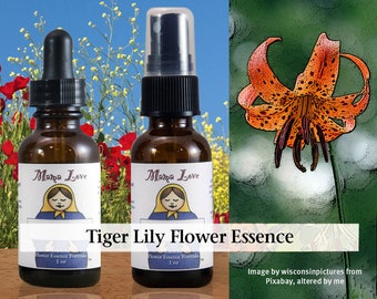 Organic Tiger Lily Flower Essence, Dropper or Spray for More Cooperative Relationships, Soothing Hostility or Overly Aggressive Viewpoints