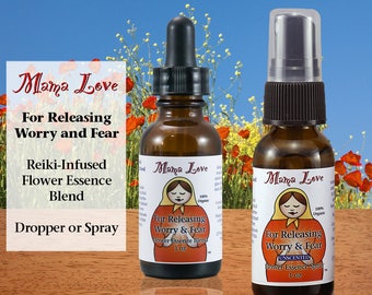 Releasing Worry, Fear, Anxiousness, Flower Essence Dropper or Spray, Aura Mist, Organic, Reiki-Infused Bach Flower for Calm and Peace