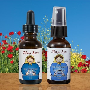 Focused Attention, Flower Essence Dropper or Spray, For Energy to Focus Creatively and Follow Through