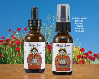Releasing Worry & Fear, Anxiousness, Flower Essence Dropper or Spray for Calm and Peace