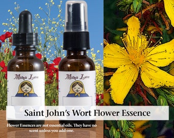 Organic Saint John's Wort Flower Essence, Dropper or Unscented Spray for Soothing Oversensitivity, Protection from Negative Influences