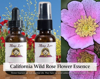 Organic California Wild Rose Flower Essence, Dropper or Unscented Spray for Love for the Earth and Human Life