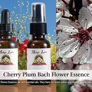 Organic Cherry Plum Bach Flower Essence, Dropper or Spray for Spiritual Surrender or Trust when Fearing Breakdown or Losing Control