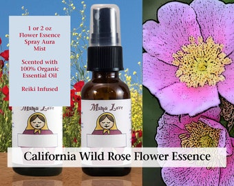 California Wild Rose Flower Essence, Scented Spray Aura Mist for Renewed Enthusiasm for Living, Love and Caring when Apathetic or Resigned