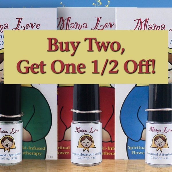 Three Organic Flower Essence Aromatherapy Perfumes (Triple Strength), Reiki-Infused -- Buy 2, Get One 1/2 Price