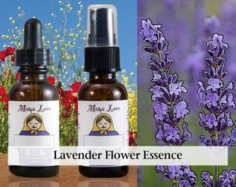 Organic Lavender Flower Essence, Dropper or Unscented Spray for Emotional Balance, Soothing Sensitivity & Nervousness, Unscented Aura Mist