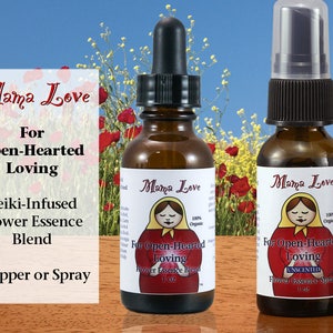 Open Hearted Loving, Flower Essence Dropper or Spray, Unscented Aura Mist for Love, Heart&#39;s Desires, Organic, Reiki-Infused Bach Flowers