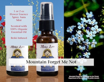 Mountain Forget-Me-Not Flower Essence, Scented Spray Aura Mist for Connecting with Your Spirit Guides or Spiritual Teachers