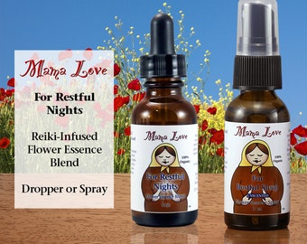 Restful Nights, Deep Relaxation before Bed, Flower Essence Dropper or Spray, Organic, Reiki-Infused Bach Self-care, Aura Mist