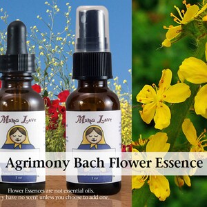 Organic Agrimony Bach Flower Essence, Dropper or Unscented Spray for Help Facing Challenging Emotions, Emotional Honesty image 1