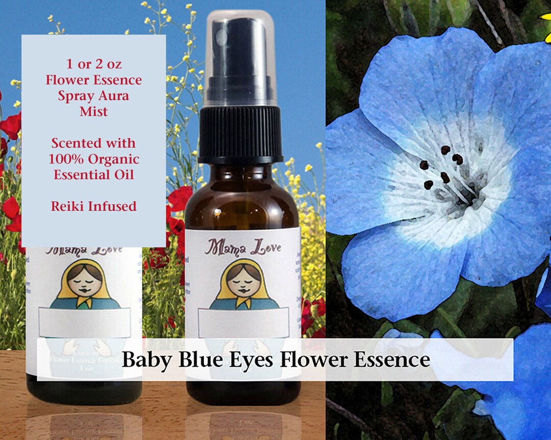 Baby Blue Eyes Flower Essence, Scented Spray Aura Mist, Selfcare for