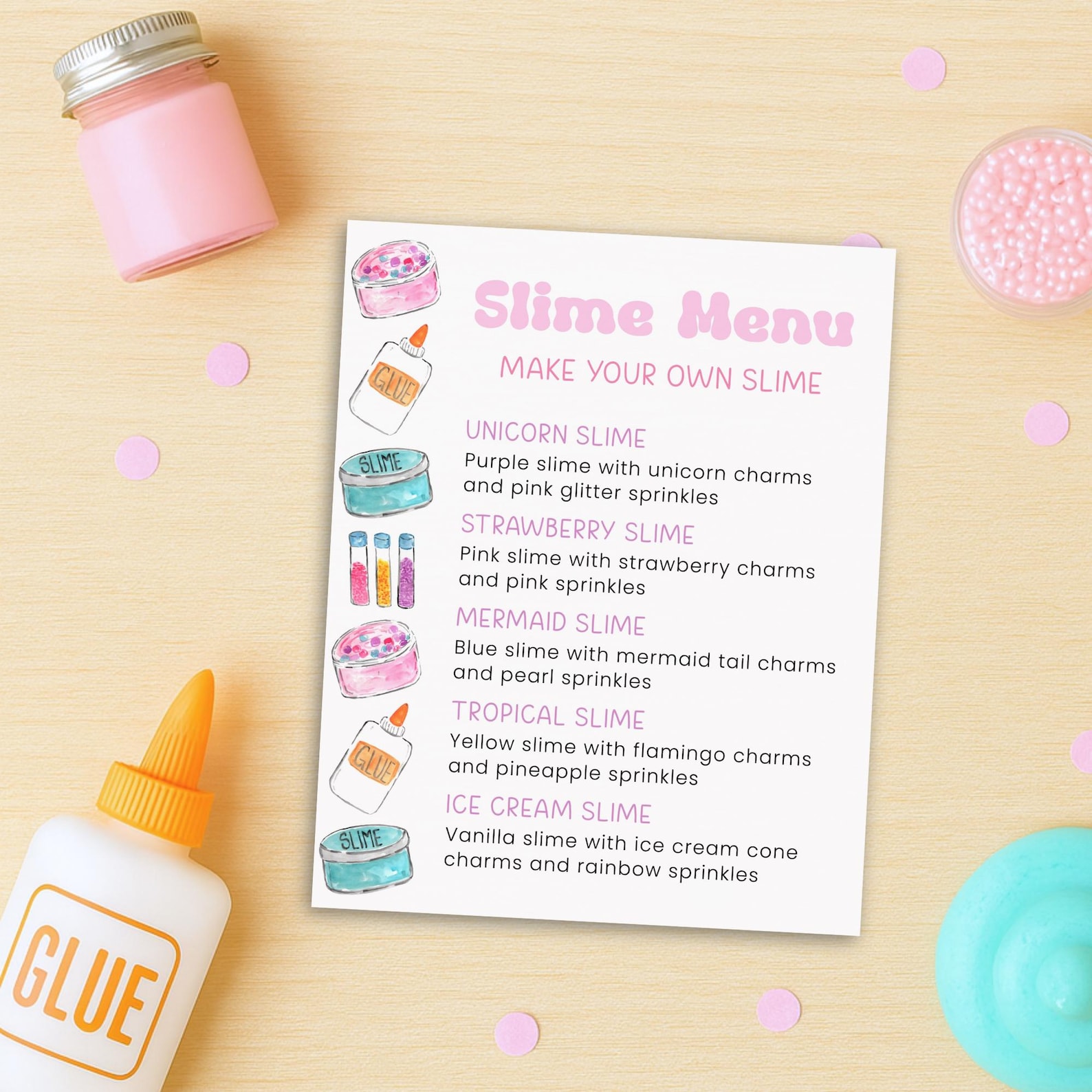 Slime Lab Sign Slime Menu Sign, Editable Slime Sign for Girls, Slime Station Printable ...