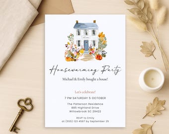 Fall Housewarming Invite, Editable Housewarming Invitation, New Home Party Invite Fall, Autumn House Warming Invitation Template, Cozy Fall