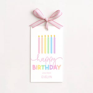 Editable Happy Birthday Gift Tag, Pastel Birthday Tag for Girls