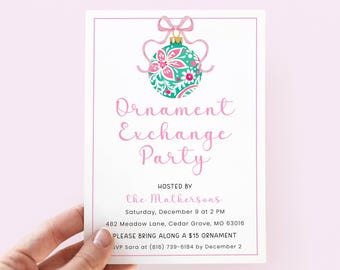 Ornament Exchange Party Invitation, Digital Template