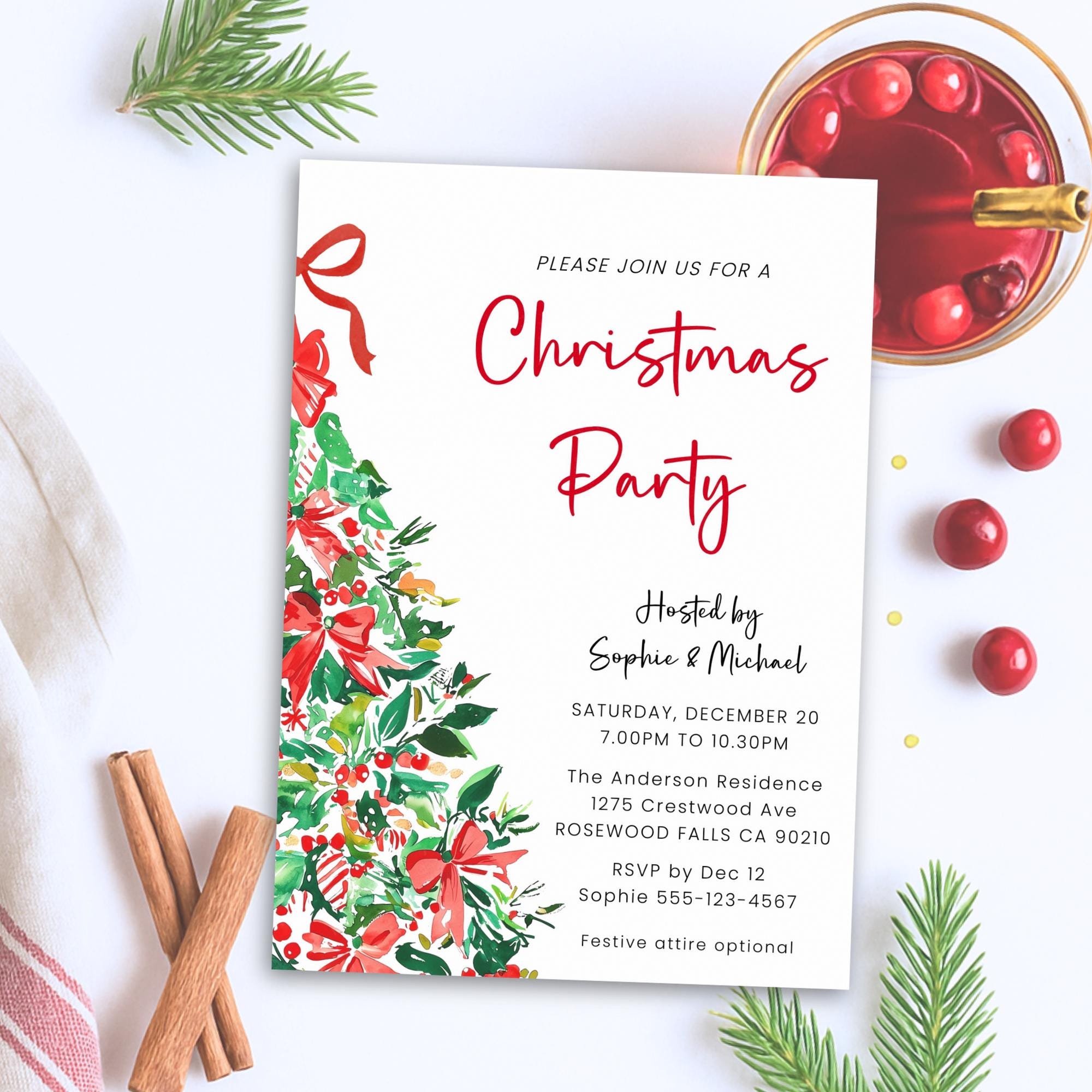 Red Green Christmas Gift Box Personalized Holiday Party Invitations By Address To Impress - View #6