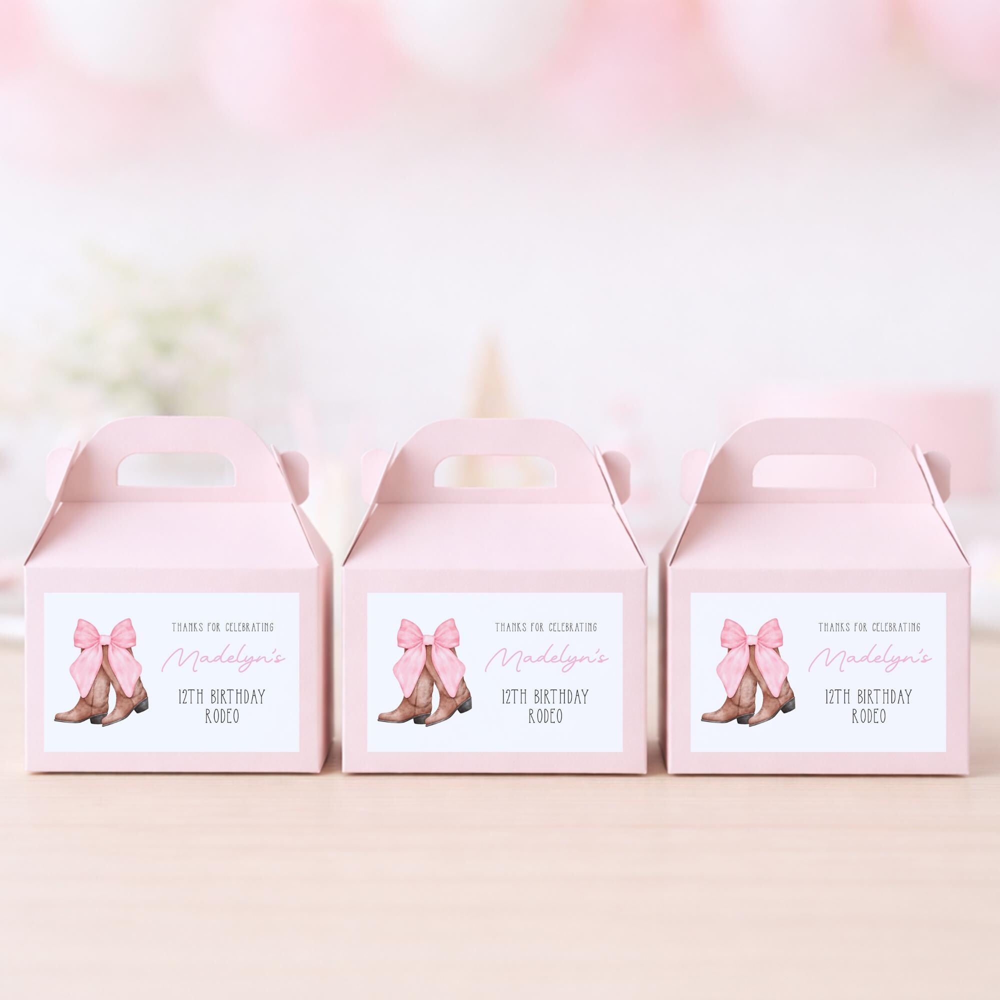 Pink Rodeo Theme Gable Box Pink Cowgirl Gable Box Labels, Rodeo Party Treat Box Label, Editable ...