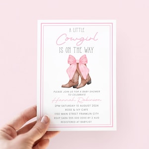 Cowgirl Baby Shower Invitation, Editable Rodeo Baby Shower Invite Girl Cowgirl Invitation for Baby Shower Girl, A Little Cowgirl Baby Shower