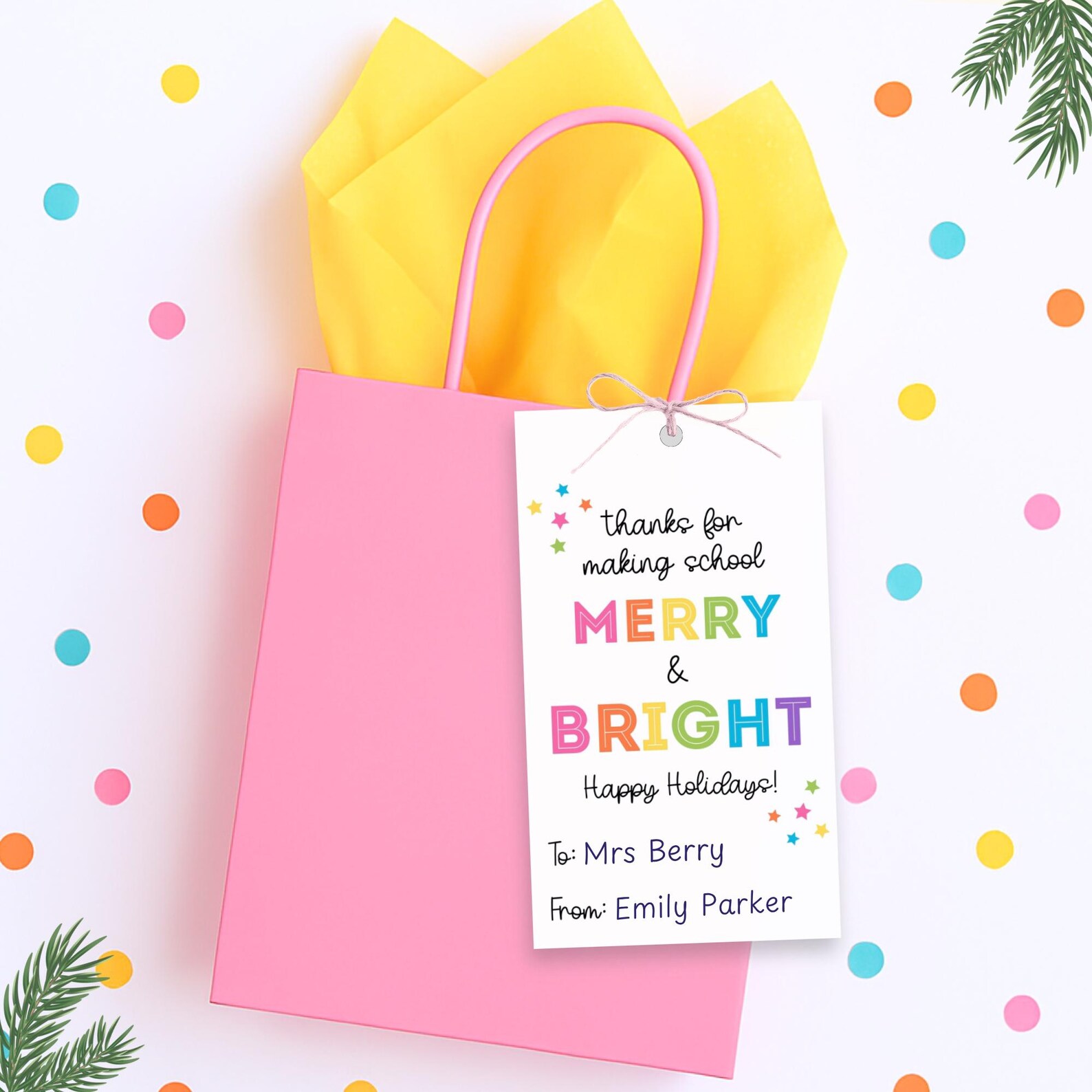 Christmas Teacher Gift Tag, Thanks for Making School Merry and Bright ...
