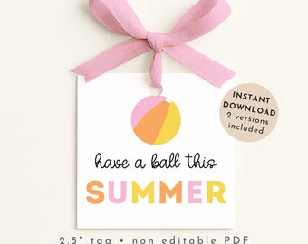 End of School Tag Printable, Have a Ball This Summer Tags for Kids Treat Bags