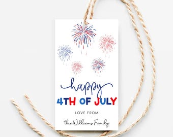 4th of July Tag, Editable Happy 4th of July Party Favor Tag, Independence Day Gift Tag Printable, Red White & Blue Tag for Fourth of July