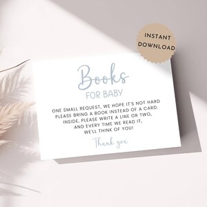 Bücher für Baby Karte blau, Instant Download junge Baby-Dusche bringen ein Buch druckbare, Buch für Baby-Einlage für Baby-Dusche einladen, Buch Anfrage