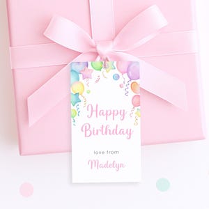 Happy Birthday Gift Tag Printable, Personalized Present Tags for Girls, Digital Template image 6