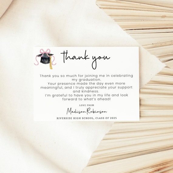 grad party thank you card template Graduation Sign, Thanks from the Graduate, Gold Glitte PRINTSbyMAdesign Mixbook uses only the highest Graduation Thank You Card Pink