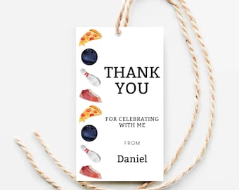 Bowling Favor Tag, Editable Bowling Thank You Tag Printable Bowling Party Gift Tag for Kids, Bowling Birthday Tag for Boys Birthday Party