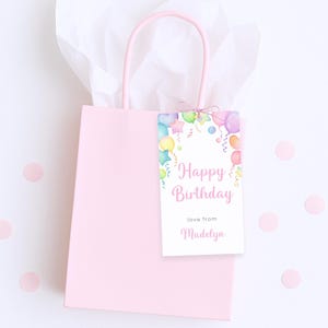Happy Birthday Gift Tag Printable, Personalized Present Tags for Girls, Digital Template image 2