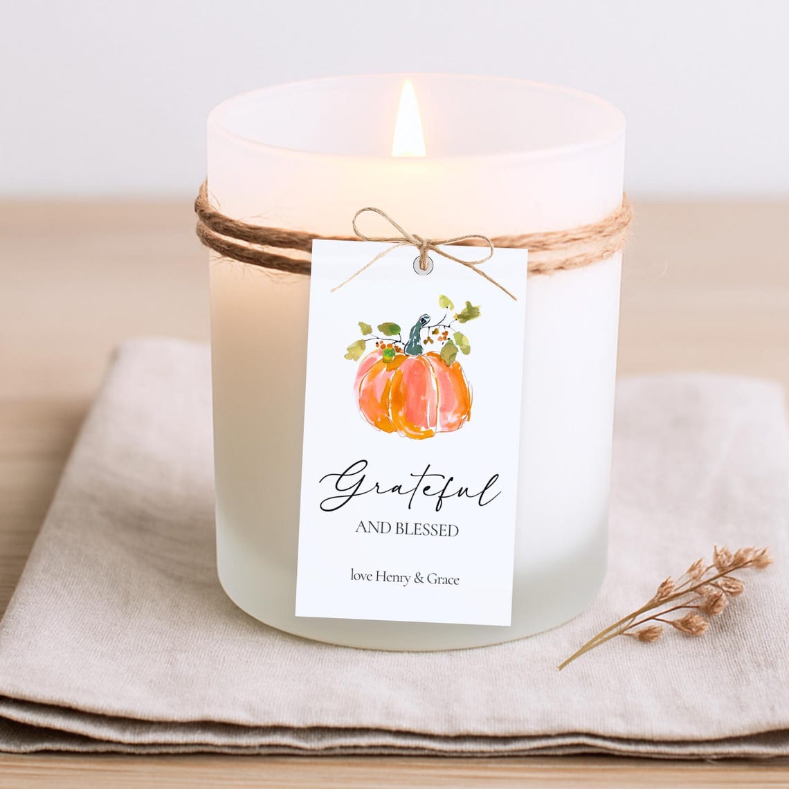 Editable Thanksgiving Gift Tag, Grateful and Blessed Favor Tag, Pumkpin ...