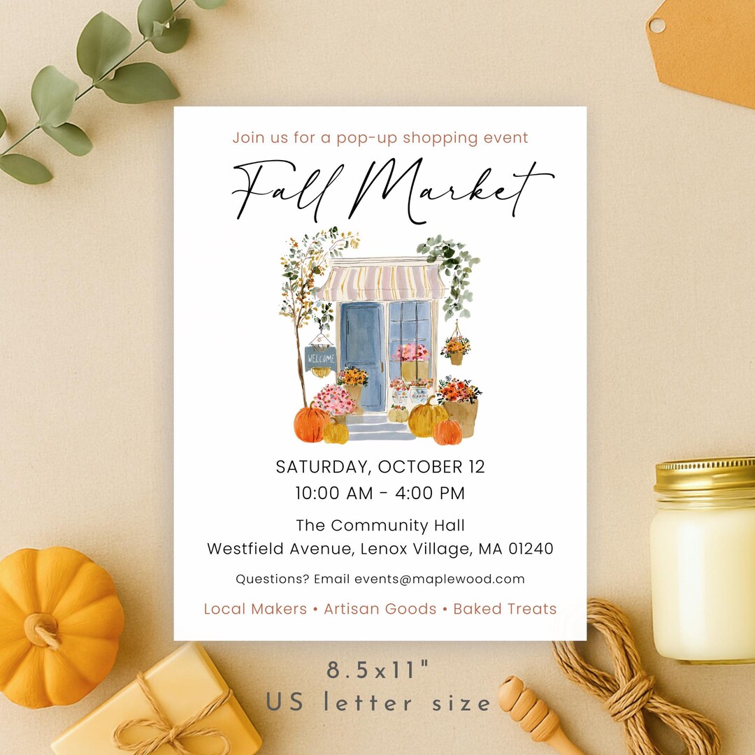 Fall Bazaar Template.pdf Fall Market Flyer Template, Editable Fall Boutique Event Poster, Fall ...
