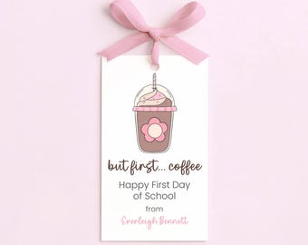 Teacher Iced Coffee Gift Tag Printable, Back to School Teacher Appreciation Tags, Digital Template