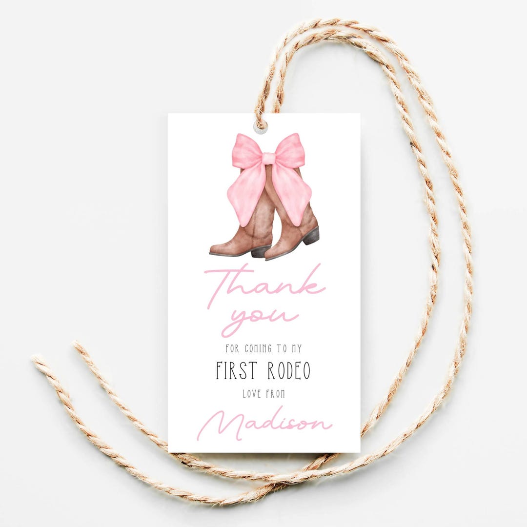 First Rodeo Favor Tag, Editable Cowgirl Thank You Tag, Digital Cowgirl ...