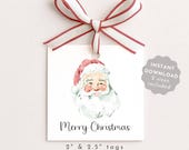 Santa Gift Tag Printable, Merry Christmas Tag Instant Download, Holiday Gift Tags, Christmas Treat Tag, Santa Cookie Tags for Presents