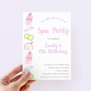 Spa Birthday Invitation, Editable Spa Birthday Invite Girl, Digital Pink Spa Party Invitation, Spa Invitation for Girls, Pink Pamper Party