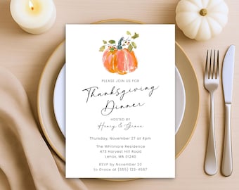 Invitación para la cena de Acción de Gracias, descarga digital