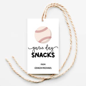 Baseball-Snack-Tag, bearbeitbarer Baseballspiel-Tag-Tag für Baseball-Team, Baseballspiel-Tag-Snacks-Tag druckbar, Baseball-Leckerli-Tags für Kinder