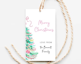 Pink Christmas Gift Tags, Cute Holiday Tags (Digital Download)