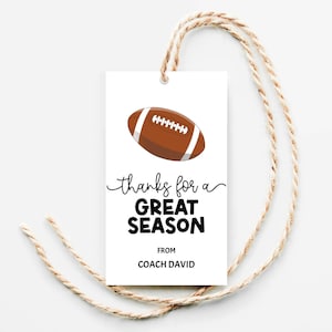 Thanks For A Great Season Football Tag Editable, Football End of Season Tags, Football Coach Thank You Tag Printable, Football Team Tag