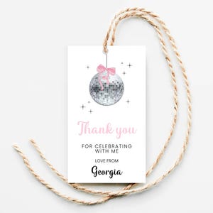 Disco Favor Tag, Editable Disco Birthday Thank You Tag for Party Bags, Printable Disco Ball Gift Tag for Goodie Bag, Disco Party Favor Tag