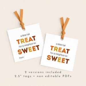 Etichette regalo autunnali per i vicini, etichette per dolcetti autunnali da regalare ai vicini, download digitale