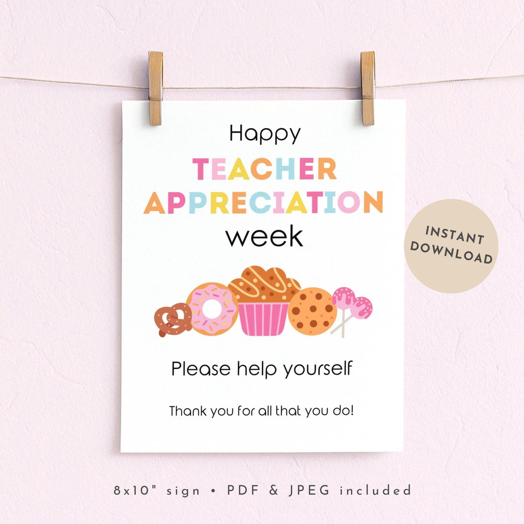 Teacher Appreciation Week Sign Printable, Thank You Sign for Teachers ...