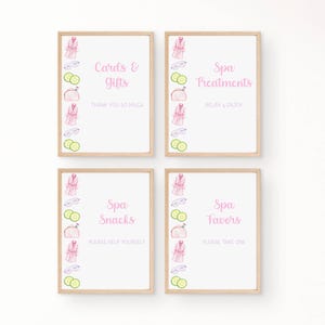 Spa Party Signs, Editable Spa Birthday Signs, Digital Pink Spa Party Printables, Pamper Party Sign for Birthday Party, Spa Party Decorations