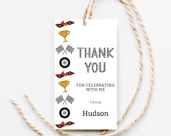Race Car Favor Tags, Editable Racing Car Thank You Tag Printable Race Car Birthday Tag for Boys Birthday Party, Gift Tag for Race Car Party