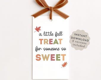 Tag afdrukbare herfsttraktatie, een kleine traktatie voor iemand lief tag, herfst gunst tag direct downloaden, van cadeaukaartje, herfstwaarderingstags