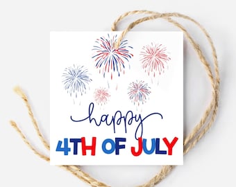 Happy 4th of July Tag, Instant Download 4th of July Party Favor Tag Printable, Red White & Blue Gift Tag for Fourth of July Party