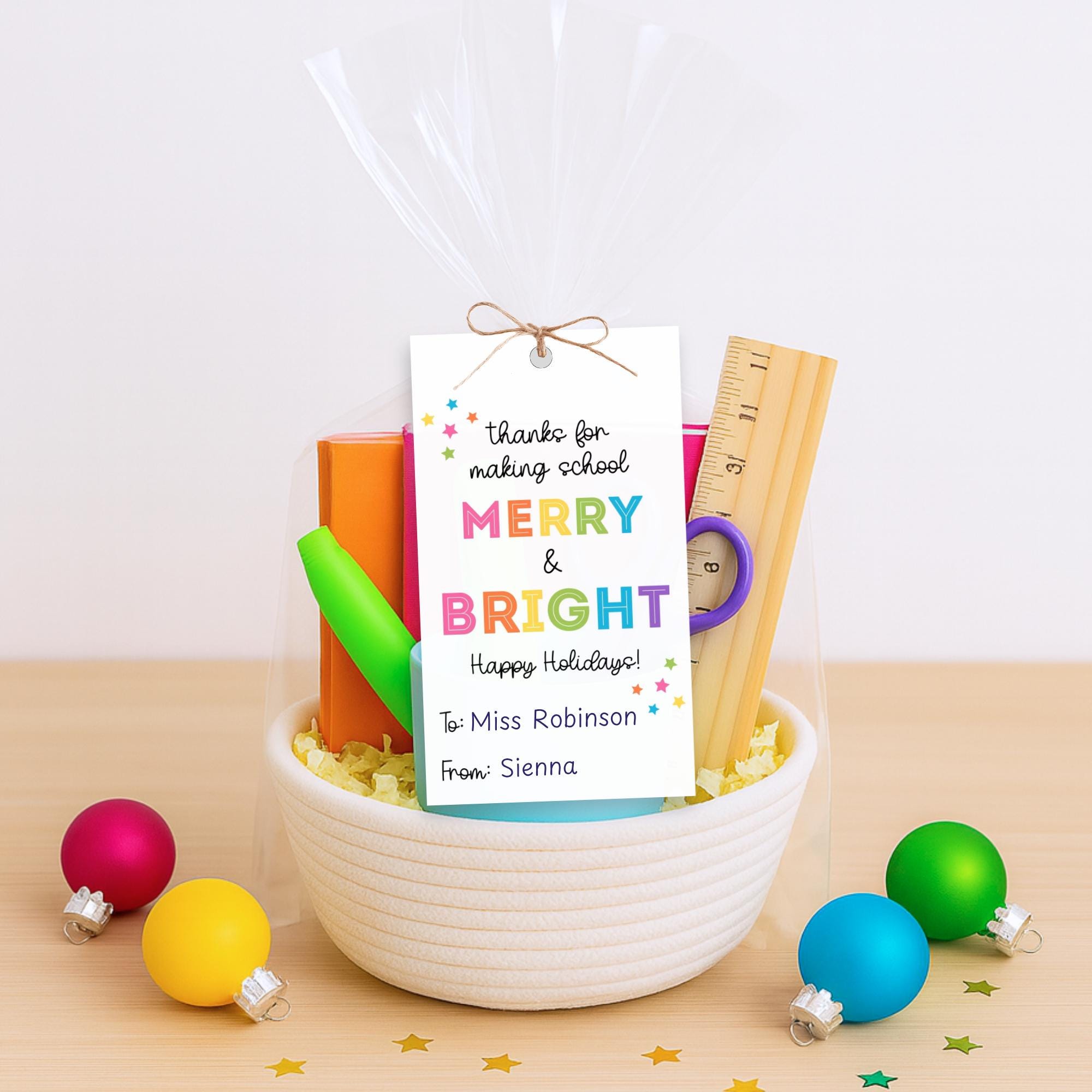 Christmas Teacher Gift Tag, Thanks for Making School Merry and Bright ...
