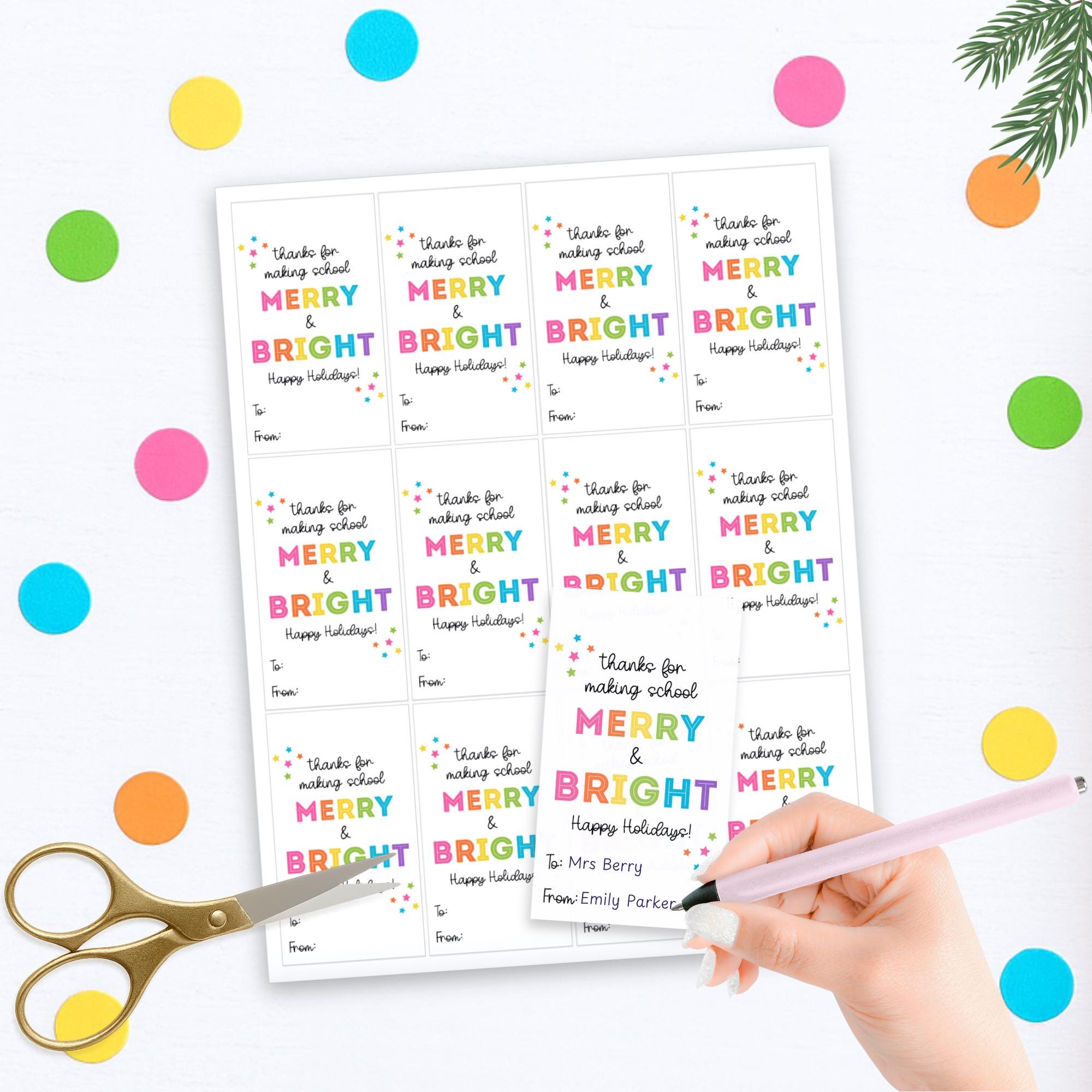 Christmas Teacher Gift Tag, Thanks for Making School Merry and Bright ...