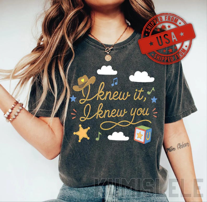 Camiseta vintage "Lo sabía, te conocía", camiseta de amistad TS, camiseta de Woody y Buzz Lightyear, camiseta a juego para la familia Story imagen 2